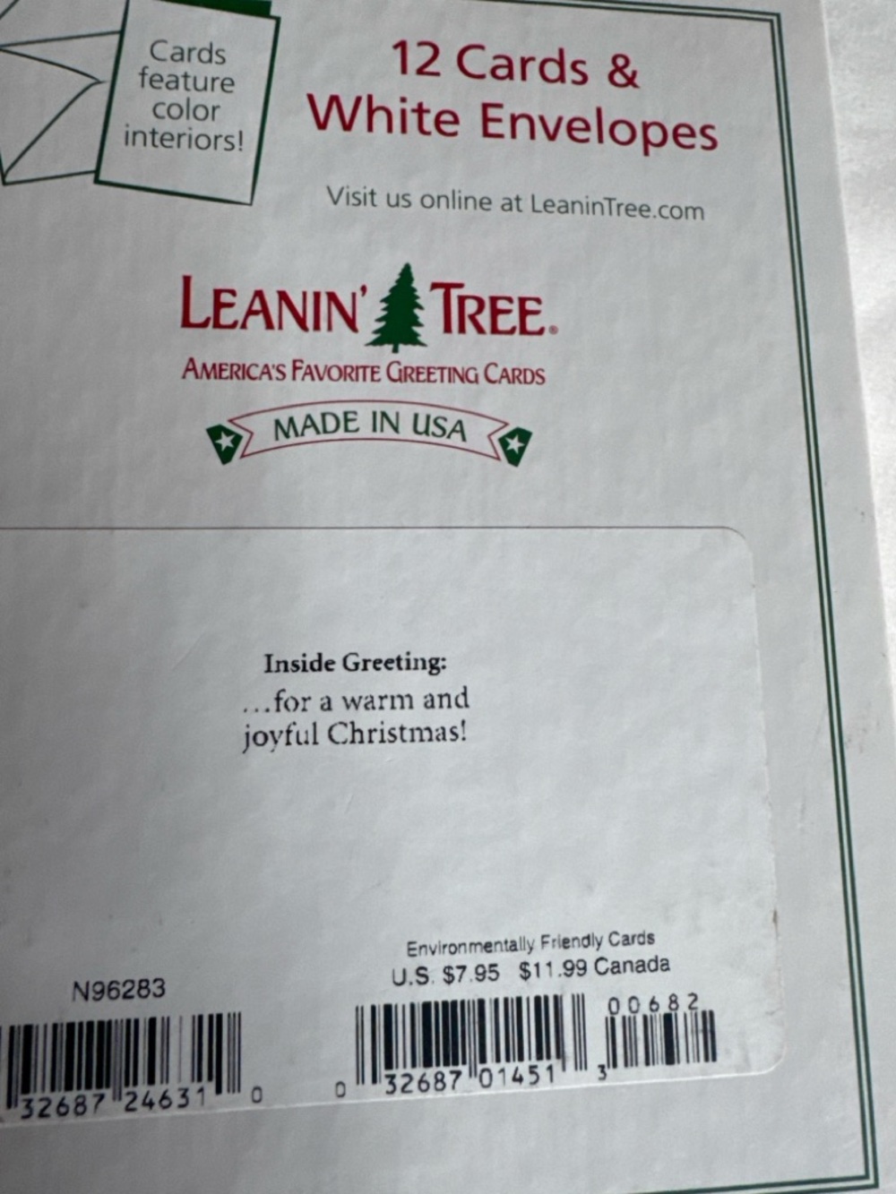 Leanin’ Tree Christmas Cards Box Set 12 Floral Merry & Bright w/ Envelopes USA - Picture 2 of 2